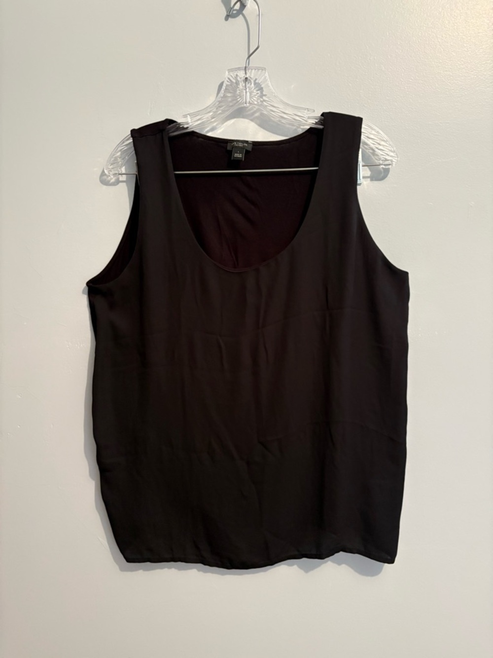 Ann Taylor Factory Women's Black Sheer Tank Blouse Size Large Sleeveless Office